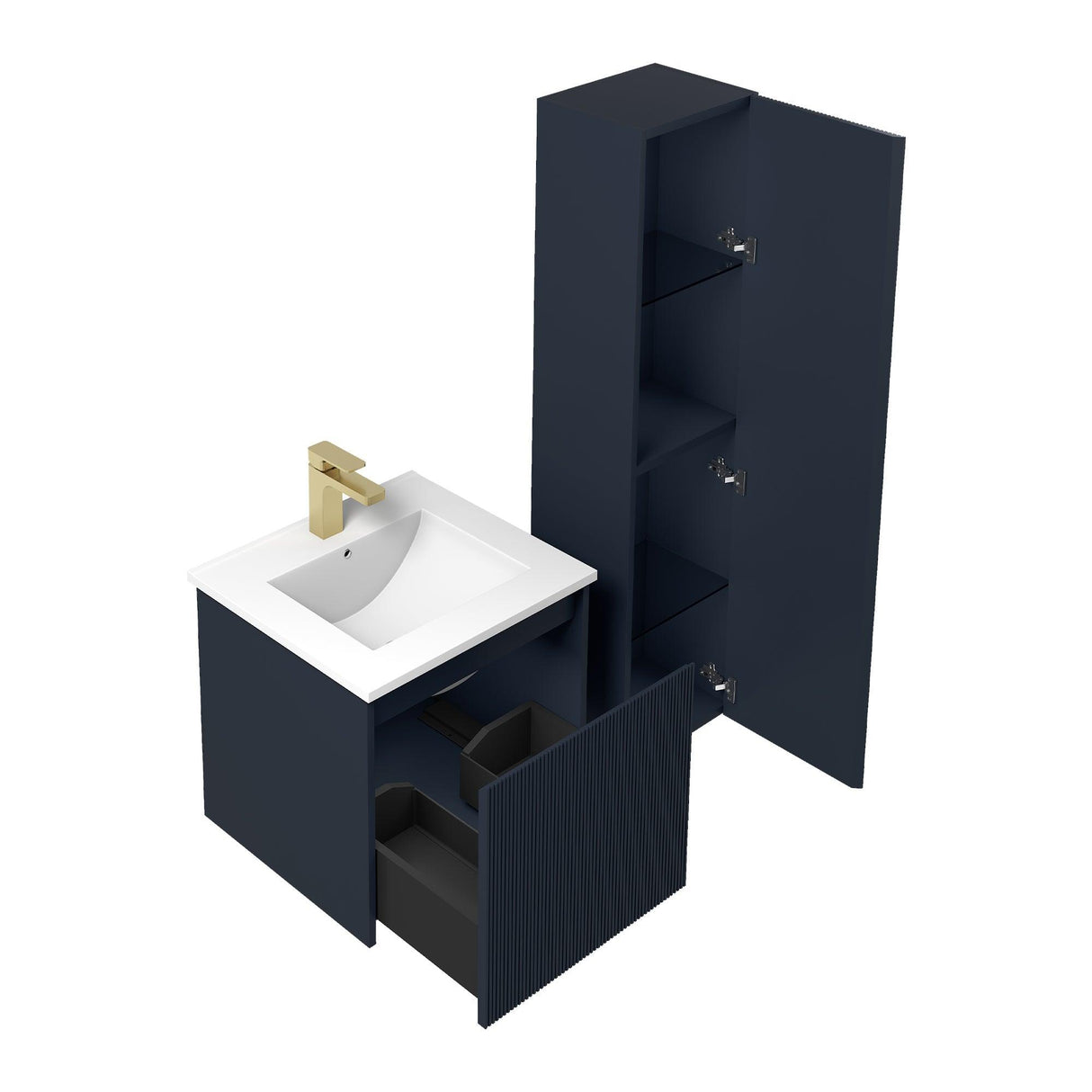 Blossom Positano 20" Complete Floating Vanity Set for Small Bathrooms with Side Cabinet