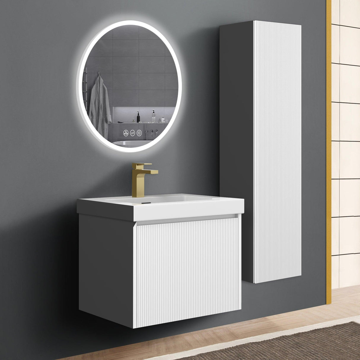 Blossom Positano 24" Floating Bathroom Vanity with Top & Side Cabinet