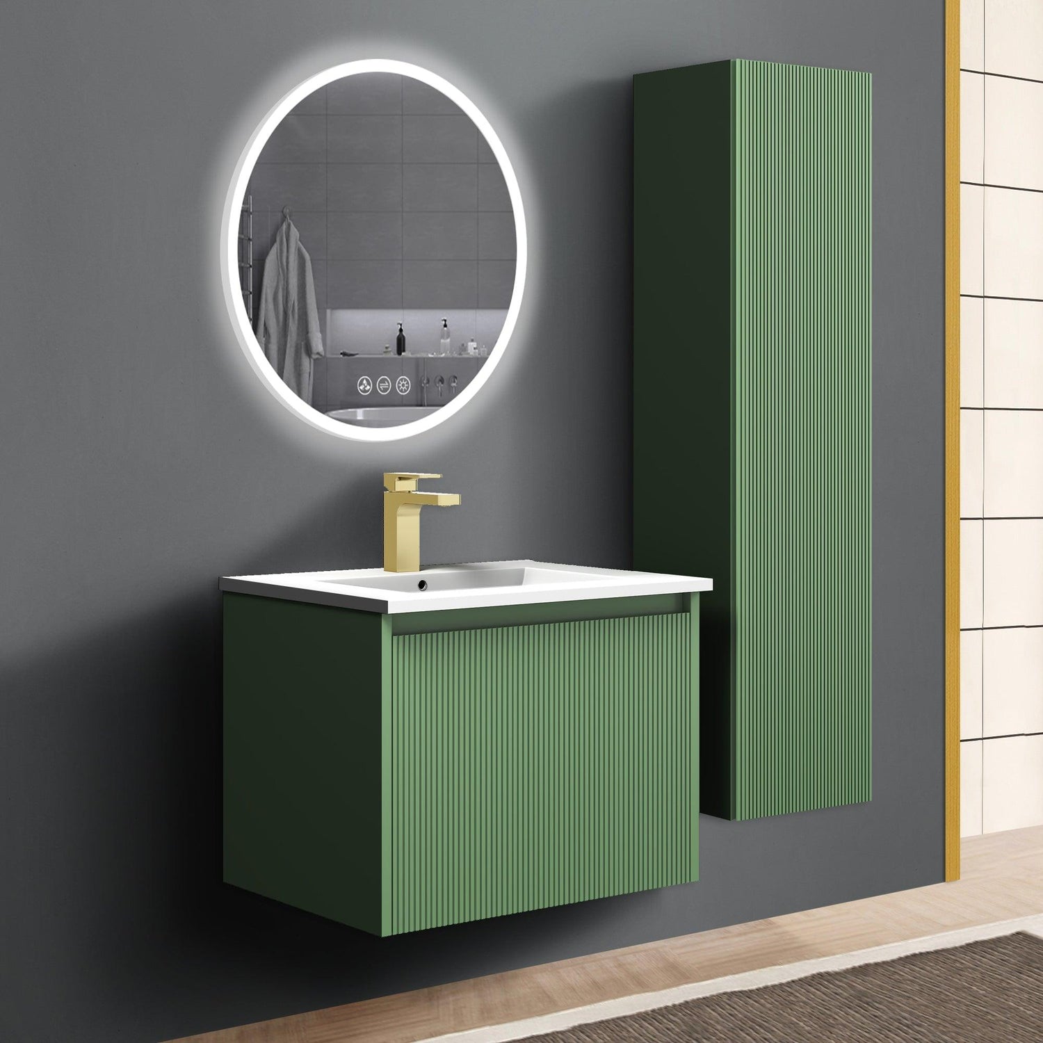 Blossom Positano 24" Floating Bathroom Vanity with Top & Side Cabinet