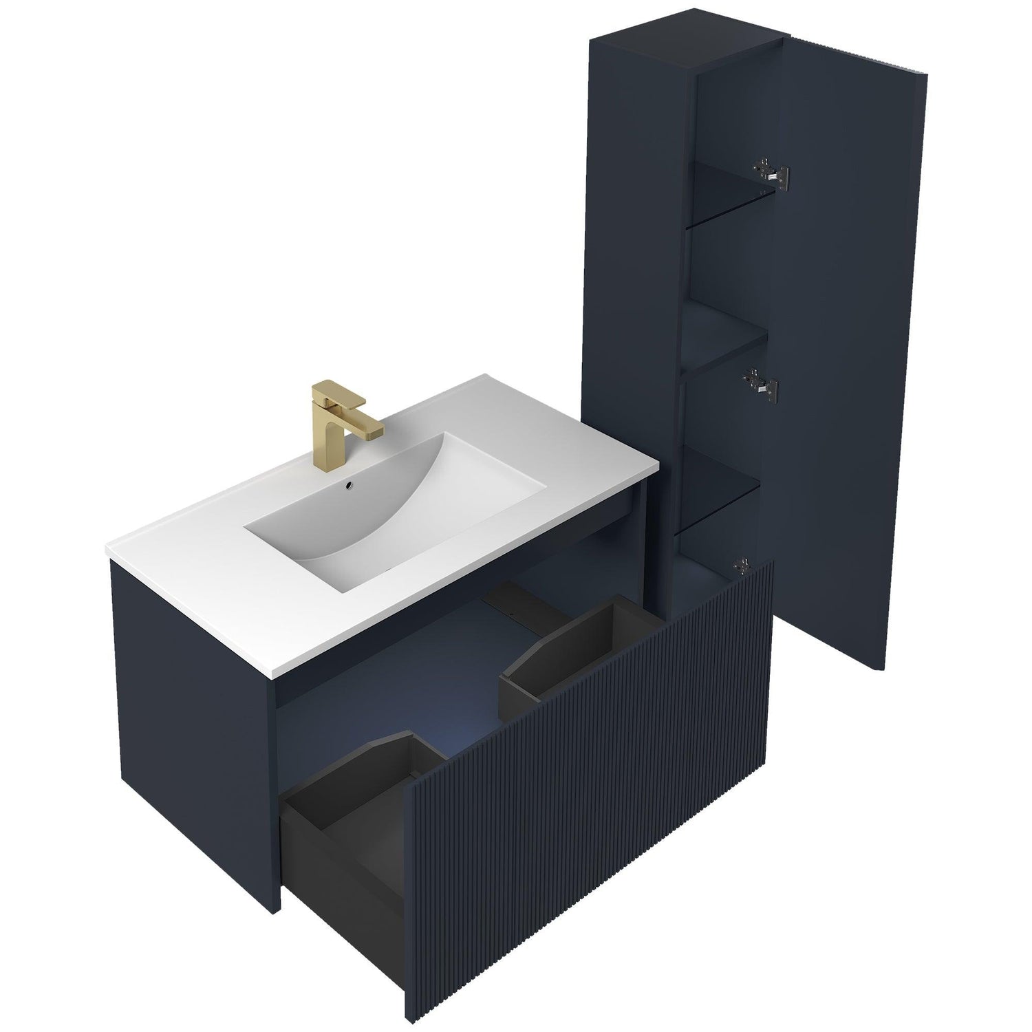 Blossom Positano 36" Floating Bathroom Vanity with Top & Side Cabinet