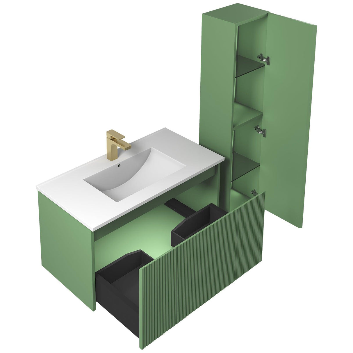 Blossom Positano 36" Floating Bathroom Vanity with Top & Side Cabinet