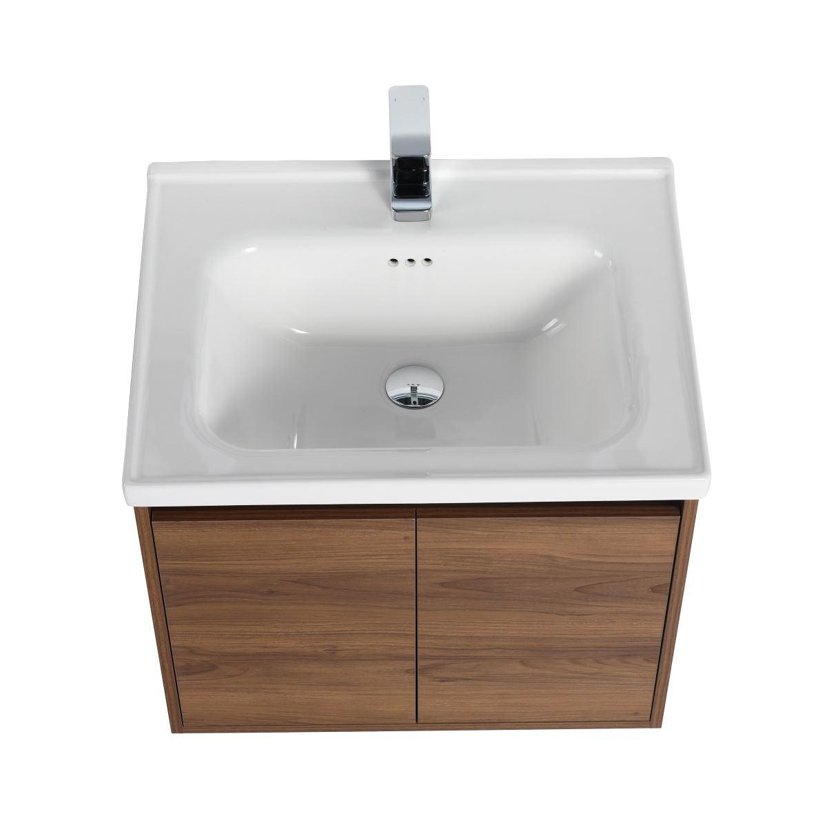 Blossom Bern 24″ Vanity with Ceramic Basin - Sleek Eco-Friendly Design in Glossy White, Brown Walnut & Classic Oak