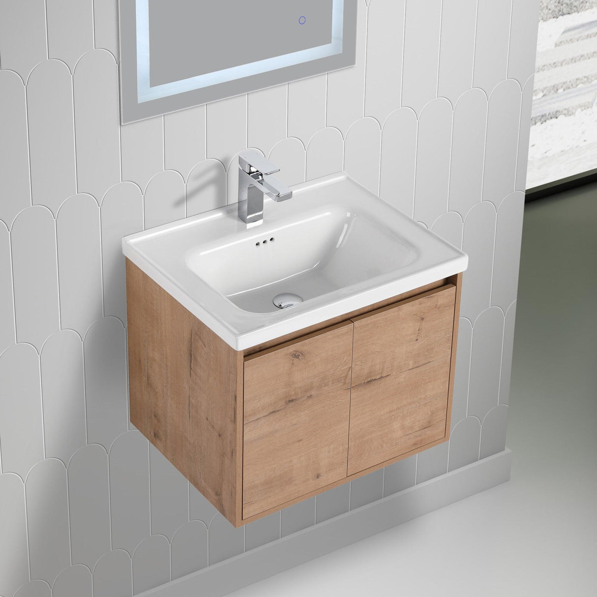 Blossom Bern 24″ Vanity with Ceramic Basin - Sleek Eco-Friendly Design in Glossy White, Brown Walnut & Classic Oak