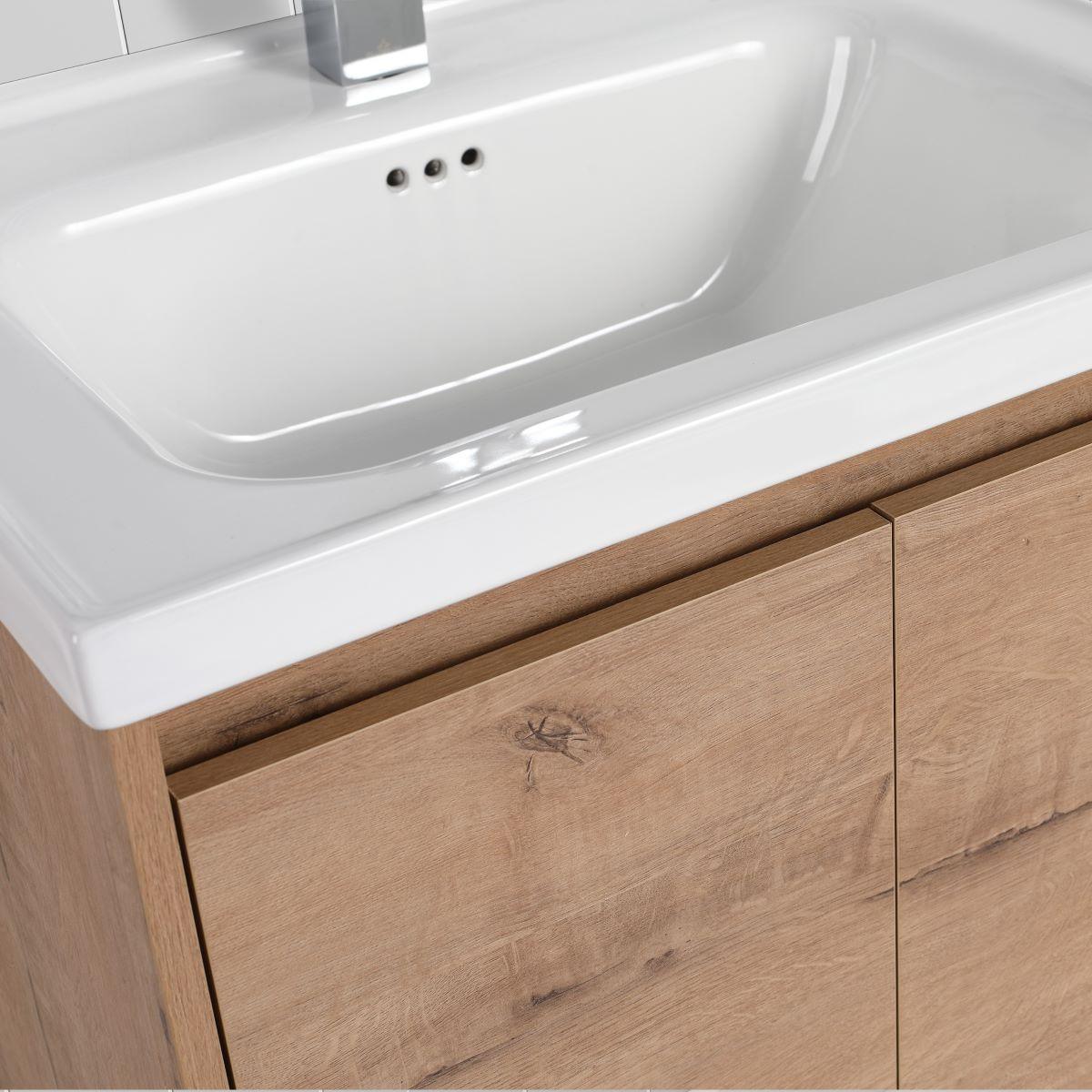 Blossom Bern 28″ Vanity with Ceramic Basin - Modern Minimalist Design in Glossy White, Brown Walnut & Classic Oak