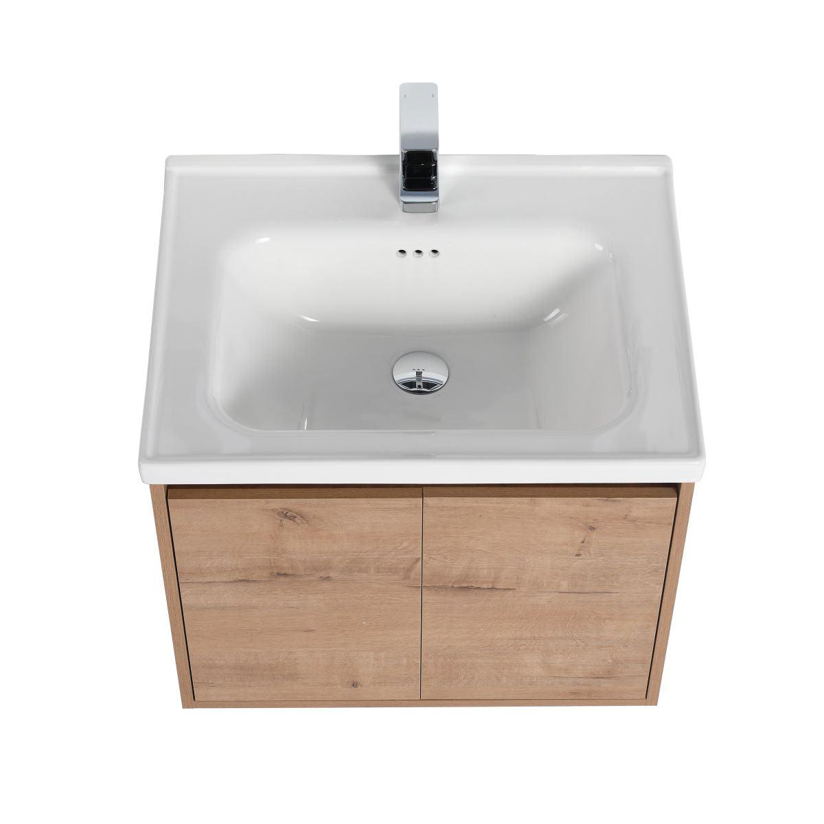 Blossom Bern 24″ Vanity with Ceramic Basin - Sleek Eco-Friendly Design in Glossy White, Brown Walnut & Classic Oak
