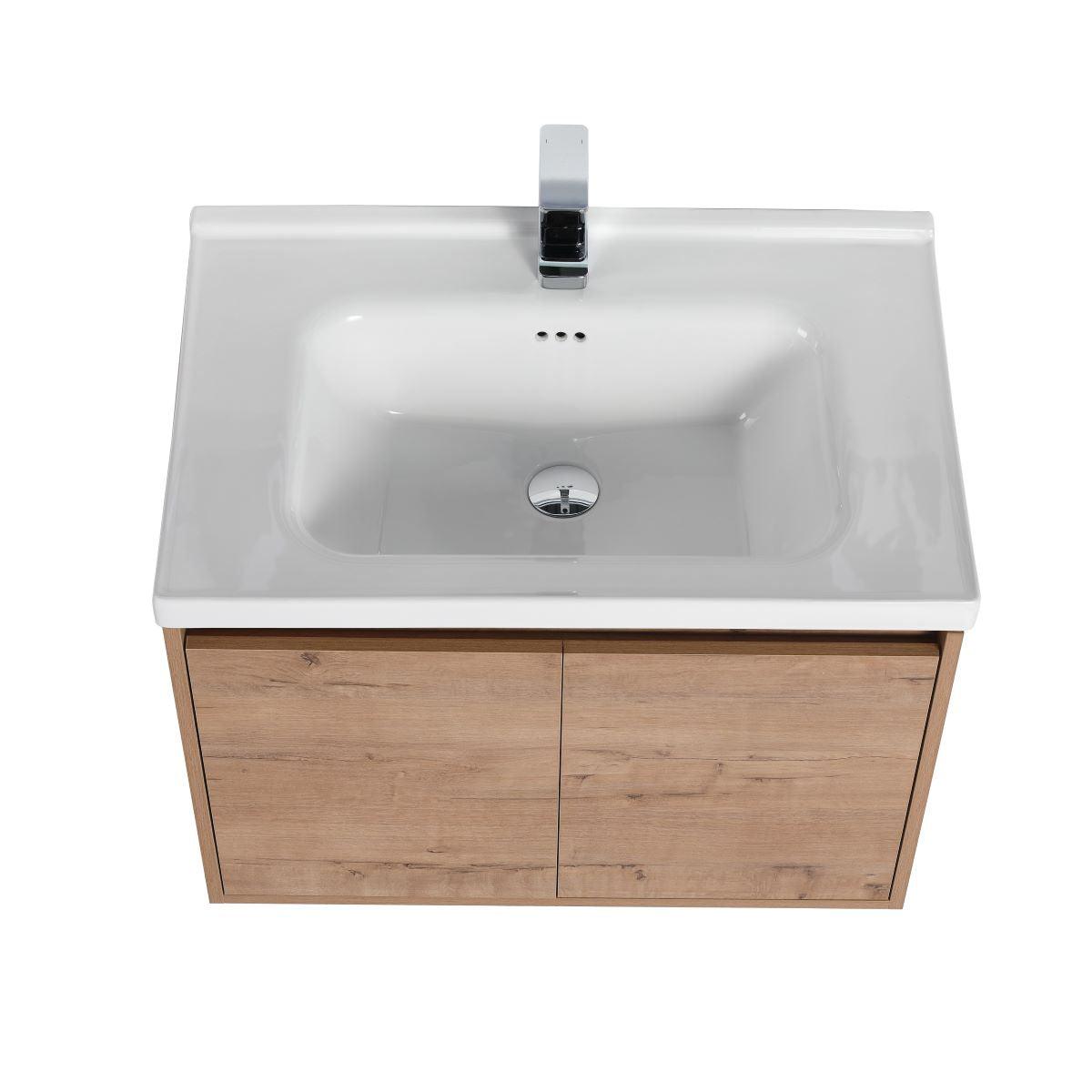 Blossom Bern 28″ Vanity with Ceramic Basin - Modern Minimalist Design in Glossy White, Brown Walnut & Classic Oak