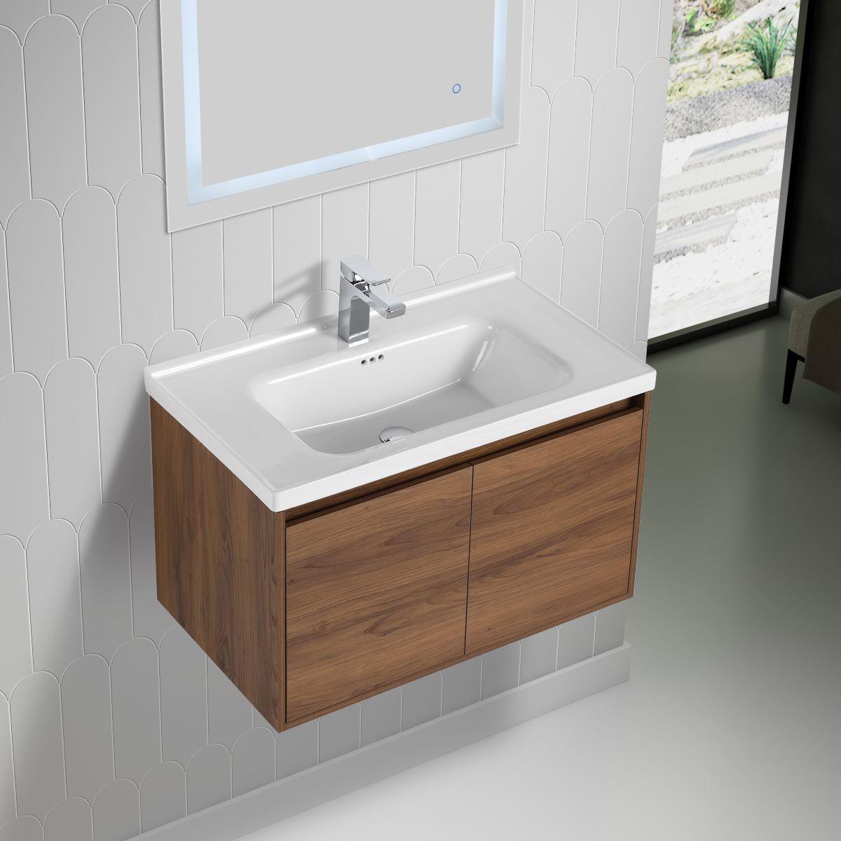 Blossom Bern 32″ Vanity with Ceramic Basin - Eco-Friendly Minimalism in Glossy White, Brown Walnut & Classic Oak