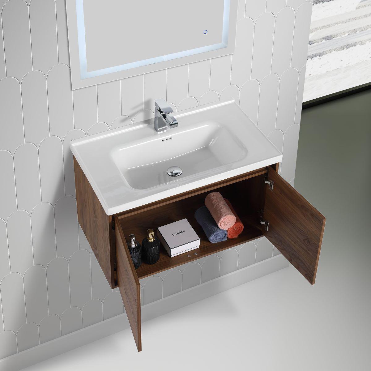Blossom Bern 32″ Vanity with Ceramic Basin - Eco-Friendly Minimalism in Glossy White, Brown Walnut & Classic Oak