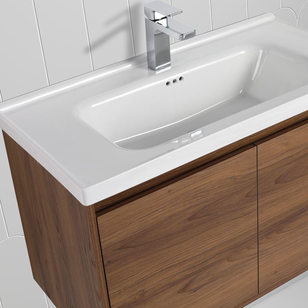 Blossom Bern 32″ Vanity with Ceramic Basin - Eco-Friendly Minimalism in Glossy White, Brown Walnut & Classic Oak