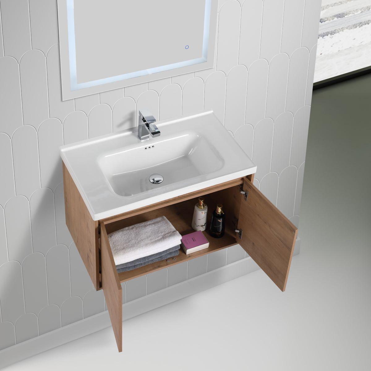 Blossom Bern 32″ Vanity with Ceramic Basin - Eco-Friendly Minimalism in Glossy White, Brown Walnut & Classic Oak