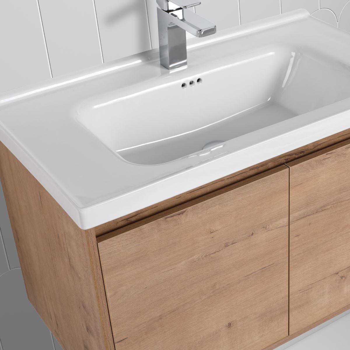 Blossom Bern 32″ Vanity with Ceramic Basin - Eco-Friendly Minimalism in Glossy White, Brown Walnut & Classic Oak