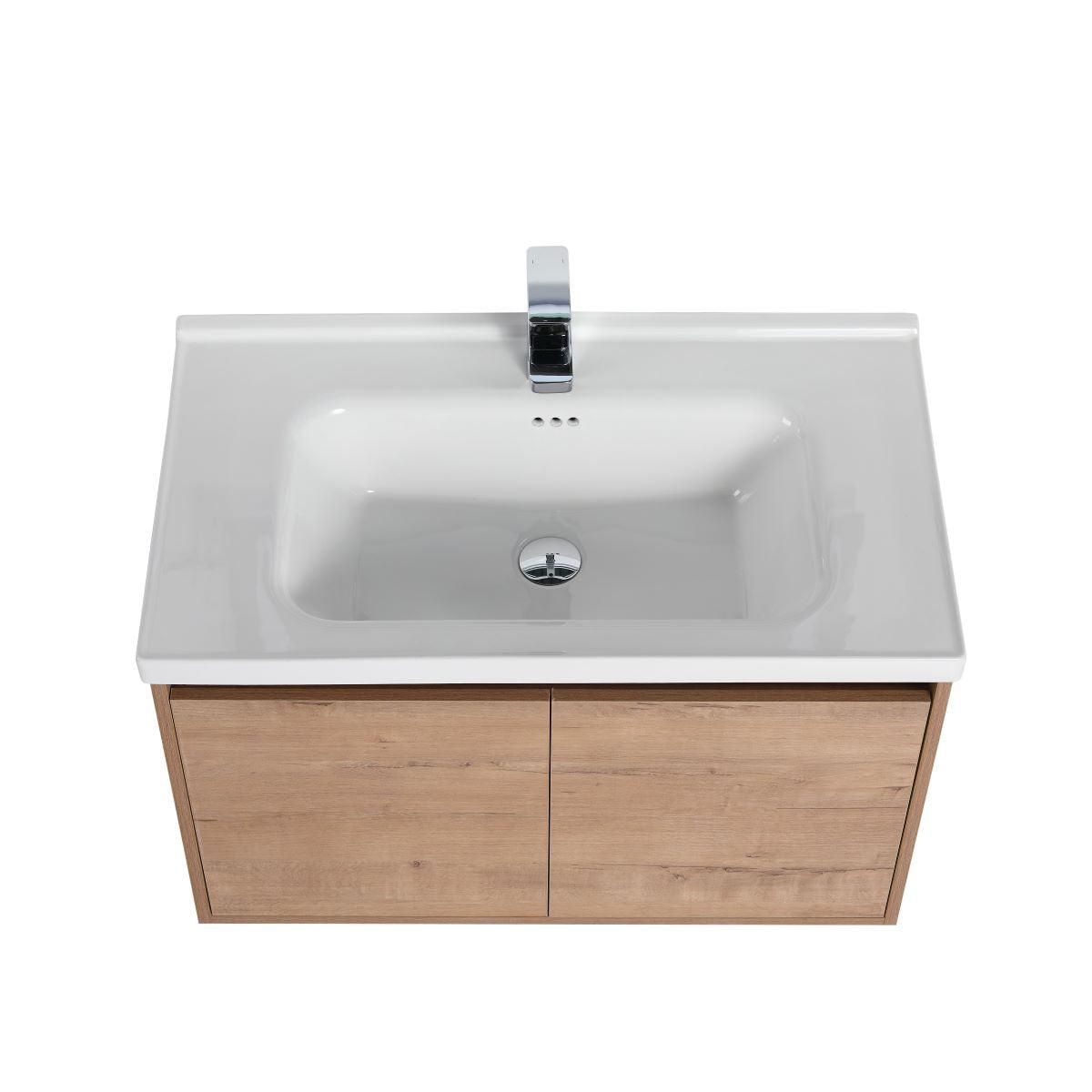 Blossom Bern 32″ Vanity with Ceramic Basin - Eco-Friendly Minimalism in Glossy White, Brown Walnut & Classic Oak