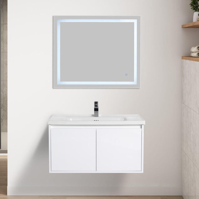 Blossom Bern 36″ Vanity with Ceramic Basin - Eco-Friendly Minimalist Design in Glossy White, front