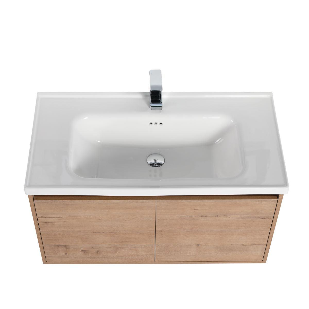 Blossom Bern 36″ Vanity with Ceramic Basin - Eco-Friendly Minimalist Design in Glossy White, Brown Walnut & Classic Oak