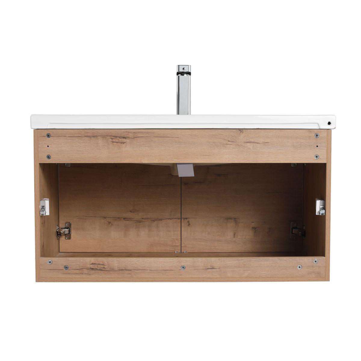 Blossom Bern 36″ Vanity with Ceramic Basin - Eco-Friendly Minimalist Design in Glossy White, Brown Walnut & Classic Oak