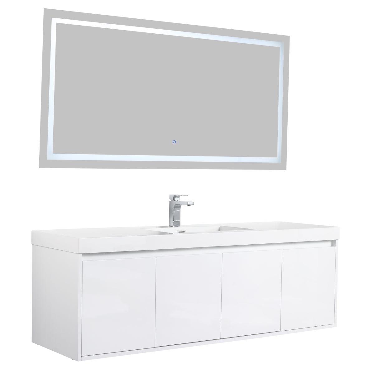 Blossom Bern 60″ Single/Double Vanity - Spacious Minimalist Design in Glossy White, Brown Walnut & Classic Oak
