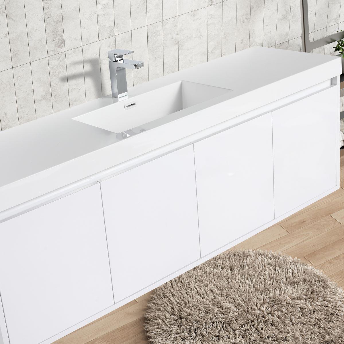 Blossom Bern 60″ Single/Double Vanity - Spacious Minimalist Design in Glossy White, Brown Walnut & Classic Oak