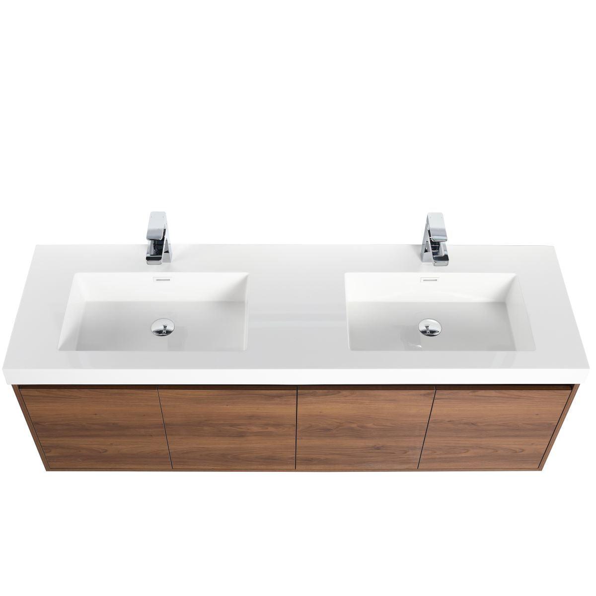 Blossom Bern 60″ Single/Double Vanity - Spacious Minimalist Design in Glossy White, Brown Walnut & Classic Oak