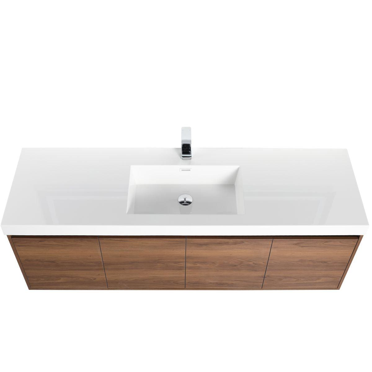 Blossom Bern 60″ Single/Double Vanity - Spacious Minimalist Design in Glossy White, Brown Walnut & Classic Oak