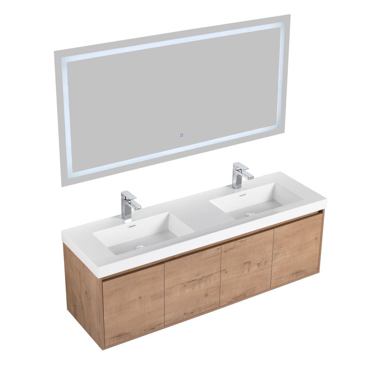 Blossom Bern 60″ Single/Double Vanity - Spacious Minimalist Design in Glossy White, Brown Walnut & Classic Oak
