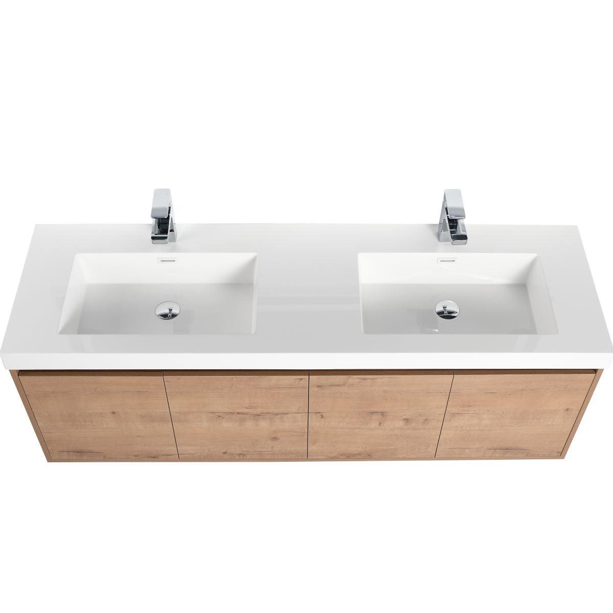 Blossom Bern 60″ Single/Double Vanity - Spacious Minimalist Design in Glossy White, Brown Walnut & Classic Oak