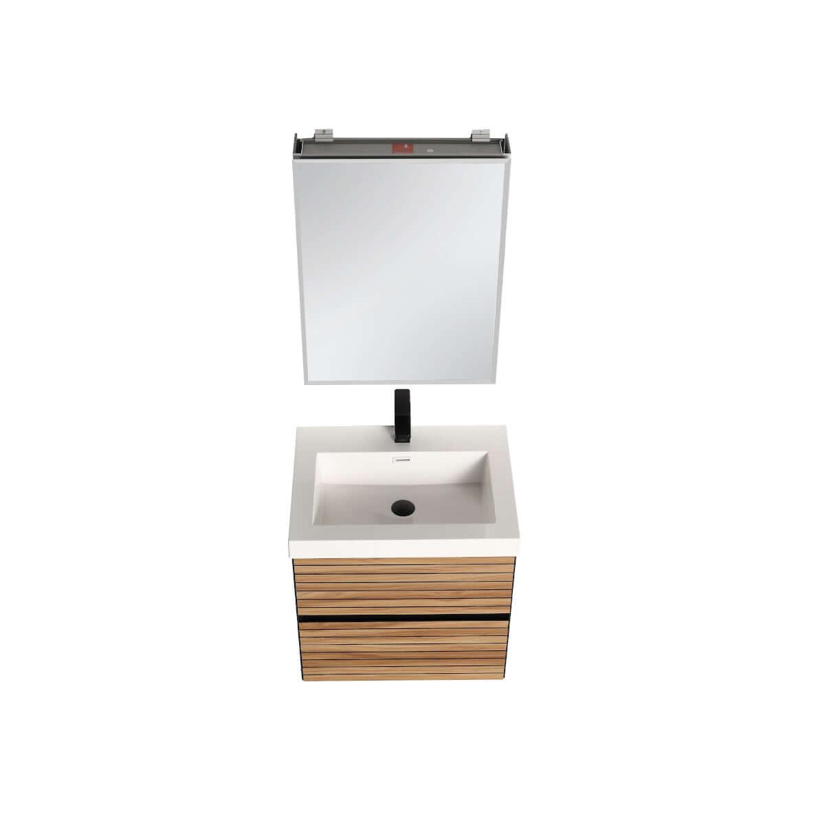 Blossom Annecy 24" Wall-Hung Vanity - Modern Minimalist Design with Soft-Closing Drawers in Dark Walnut and Maple
