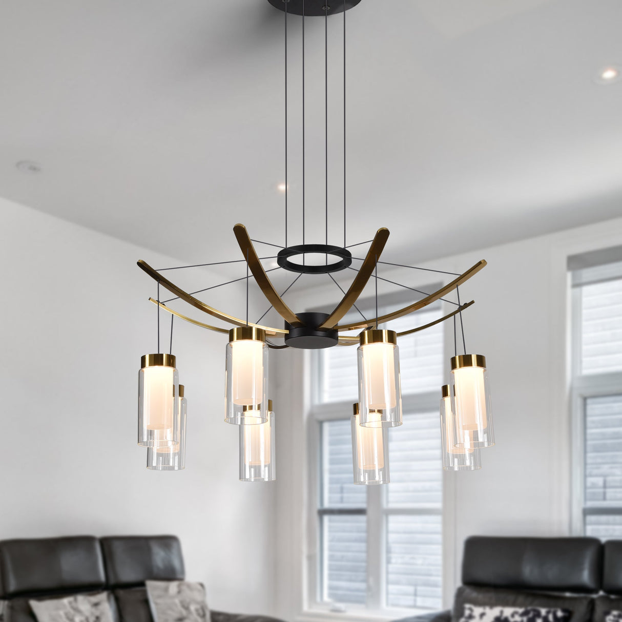 VONN Artisan GENOA VAC3118BL 24" Integrated LED ETL Certified Pendant, Height Adjustable Chandelier, Black