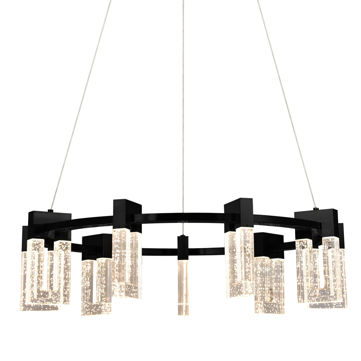 VONN Artisan Sorrento VAC3139BL 27" 9-Light ETL Cert Integrated LED Pendant, Height Adjustable Chandelier, Black