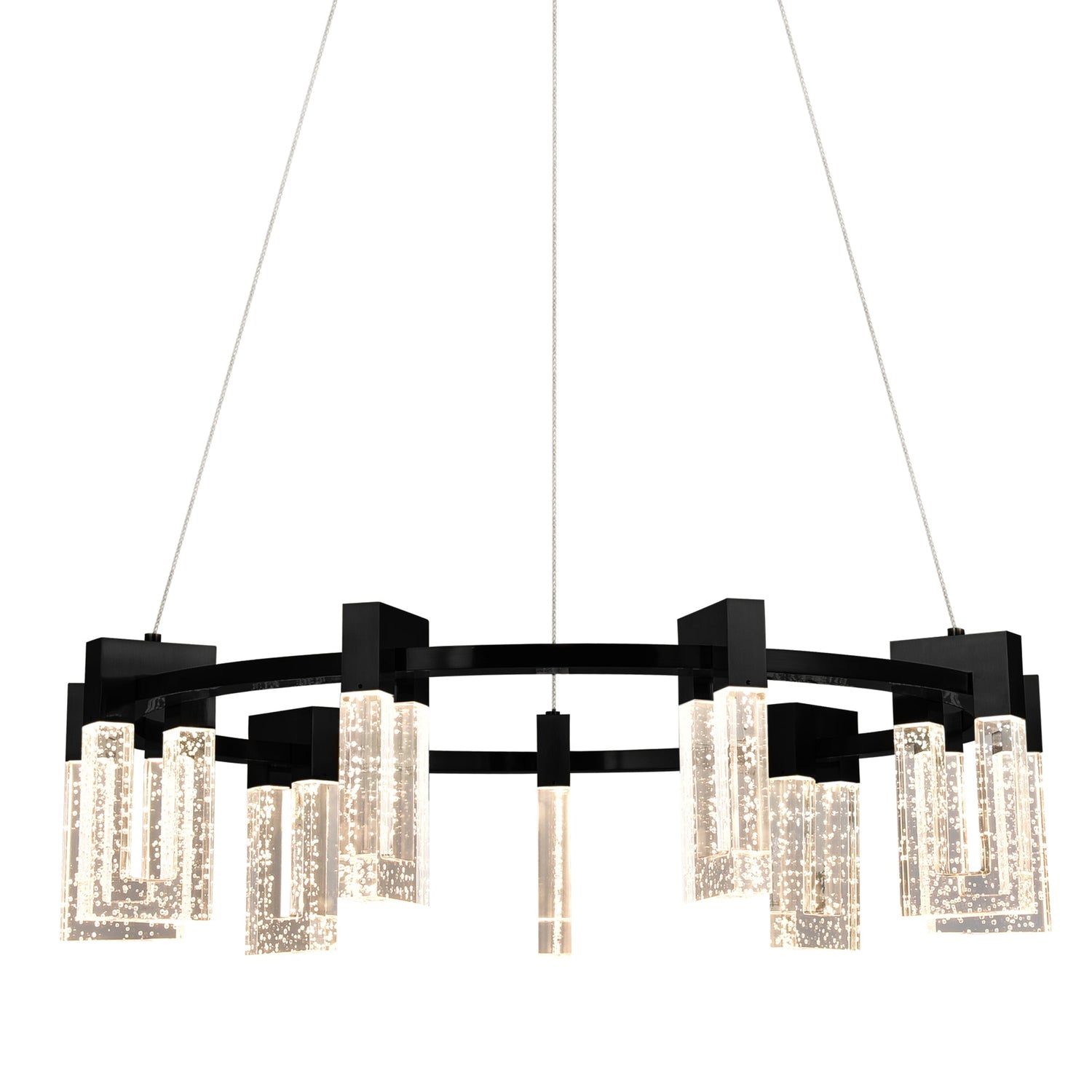 VONN Artisan Sorrento VAC3139BL 27" 9-Light ETL Cert Integrated LED Pendant, Height Adjustable Chandelier, Black