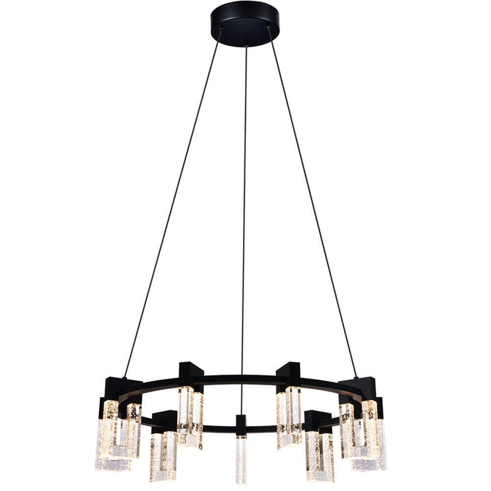 VONN Artisan Sorrento VAC3139BL 27" 9-Light ETL Cert Integrated LED Pendant, Height Adjustable Chandelier, Black