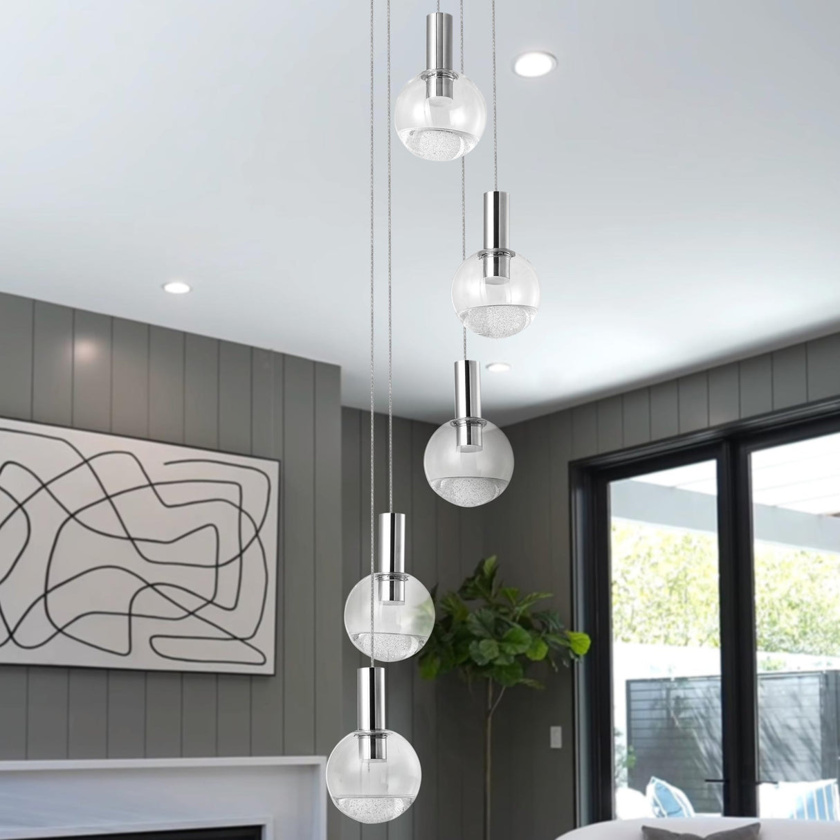 VONN Artisan Sienna VAC3185CH 5-Light ETL Certified Integrated LED Pendant, Height Adjustable Chandelier, Chrome