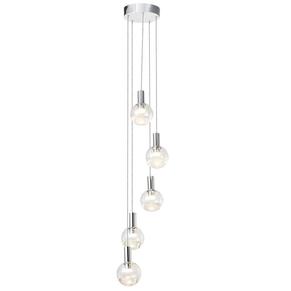 VONN Artisan Sienna VAC3185CH 5-Light ETL Certified Integrated LED Pendant, Height Adjustable Chandelier, Chrome