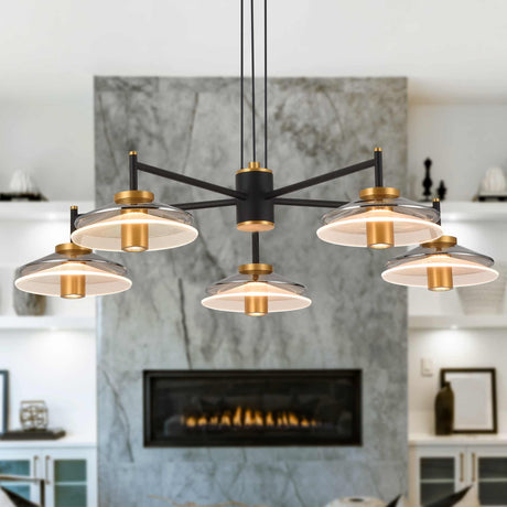 VONN Artisan Verona VAC3315BL 31" Integrated LED ETL Certified Pendant, Height Adjustable Chandelier, Black