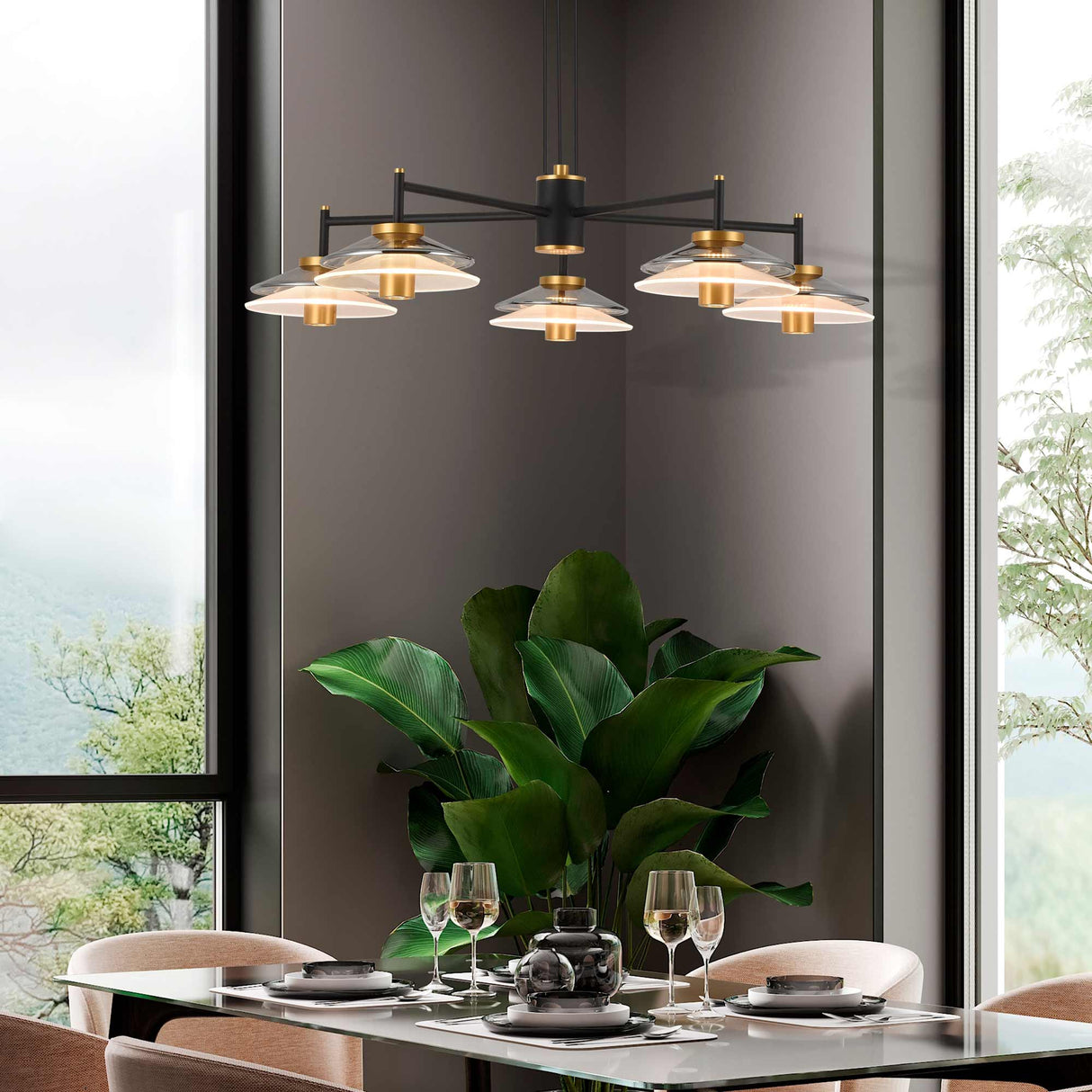VONN Artisan Verona VAC3315BL 31" Integrated LED ETL Certified Pendant, Height Adjustable Chandelier, Black