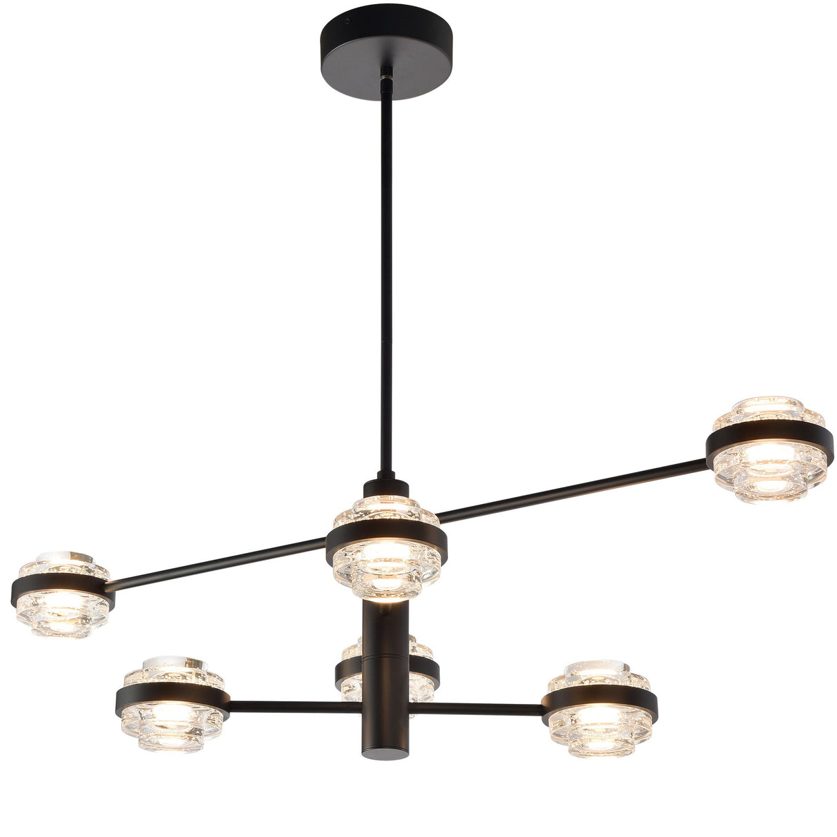 VONN Artisan Milano VAC333RD6BL 40" Integrated LED ETL Certified Chandelier with Height Adjustable Rods, Black