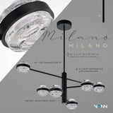 VONN Artisan Milano VAC333RD6BL 40" Integrated LED ETL Certified Chandelier with Height Adjustable Rods, Black