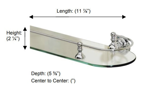 Valsan - KINGSTON Glass Shelf with Gallery, 12” 20" 24"