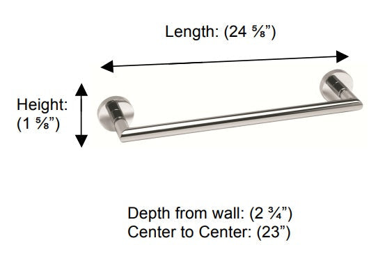 Valsan - POMBO AXIS Towel Rail, 12″ 18″ 24" 30"