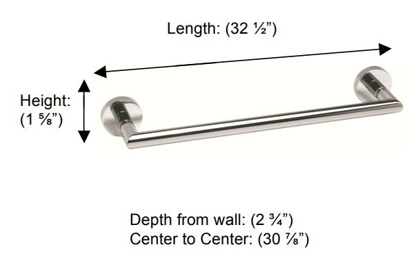 Valsan - POMBO AXIS Towel Rail, 12″ 18″ 24" 30"