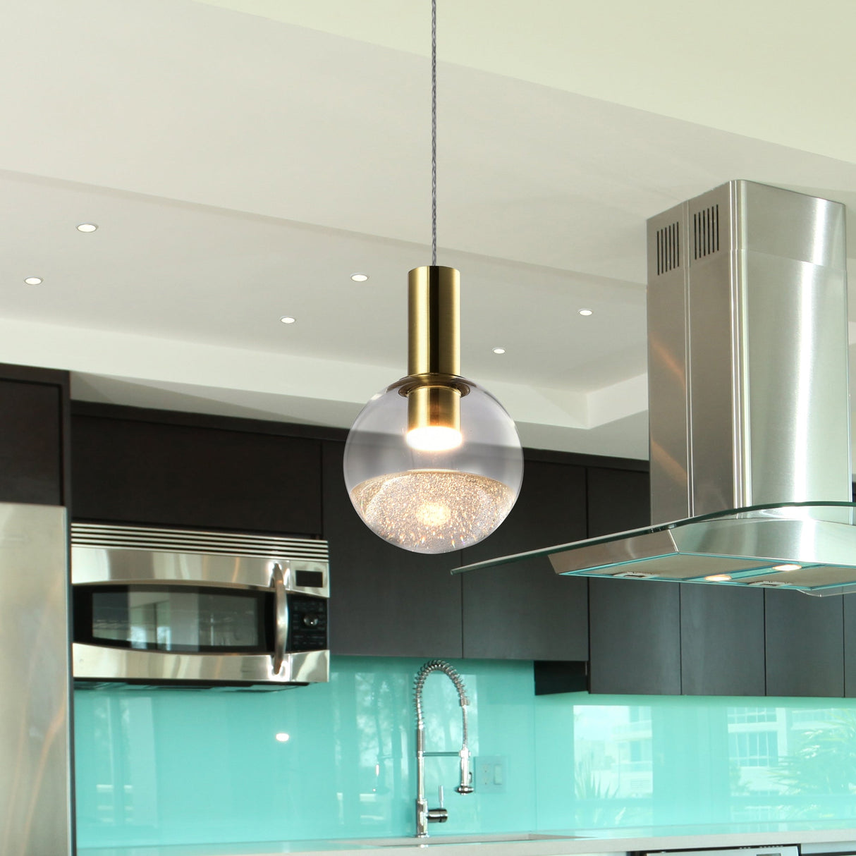 VONN Artisan Sienna VAP2181BRS 5" Integrated LED ETL Certified Height Adjustable Pendant Light, Brass