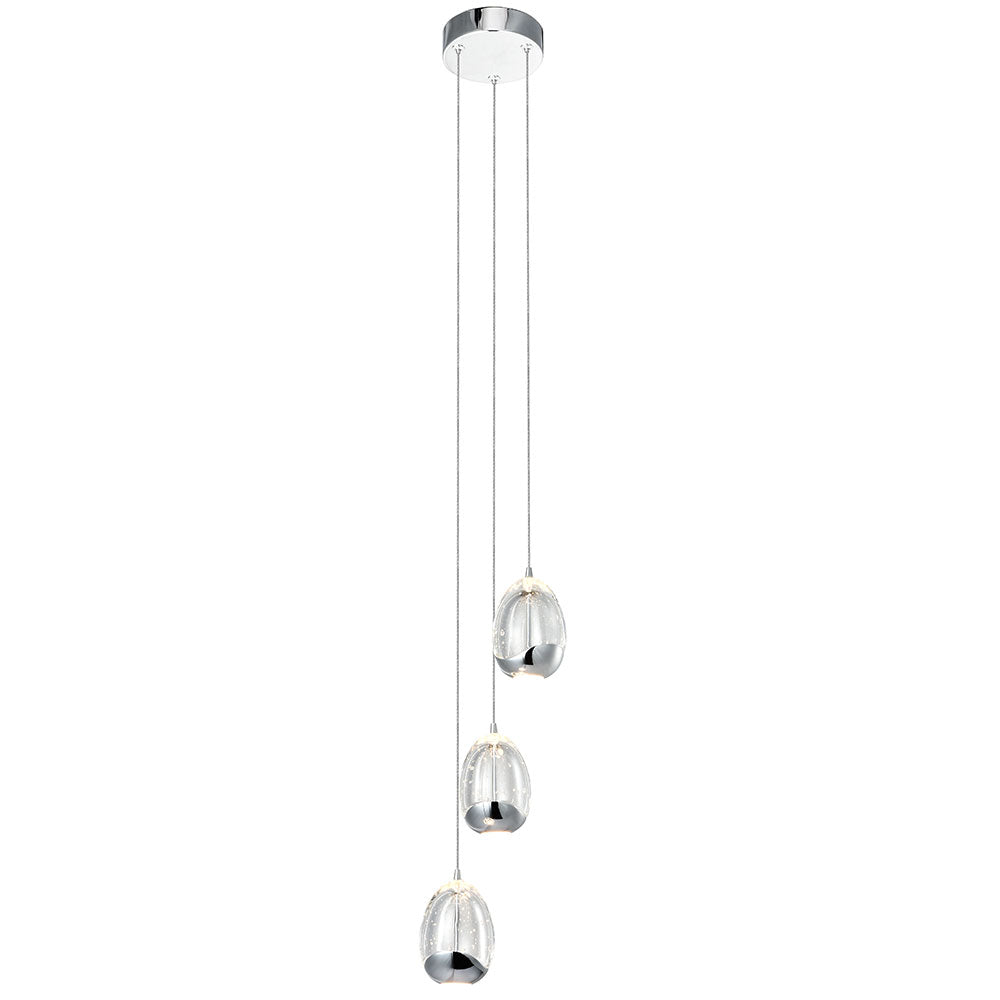 VONN Artisan Venezia VAP2203CH 3-Light Integrated LED ETL Certified Pendant, Height Adjustable Chandelier, Black