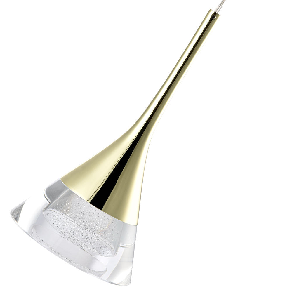 VONN Artisan Amalfi VAP2211GL 4.75" Integrated LED ETL Certified Height Adjustable Pendant w/ Cone Shade, Gold