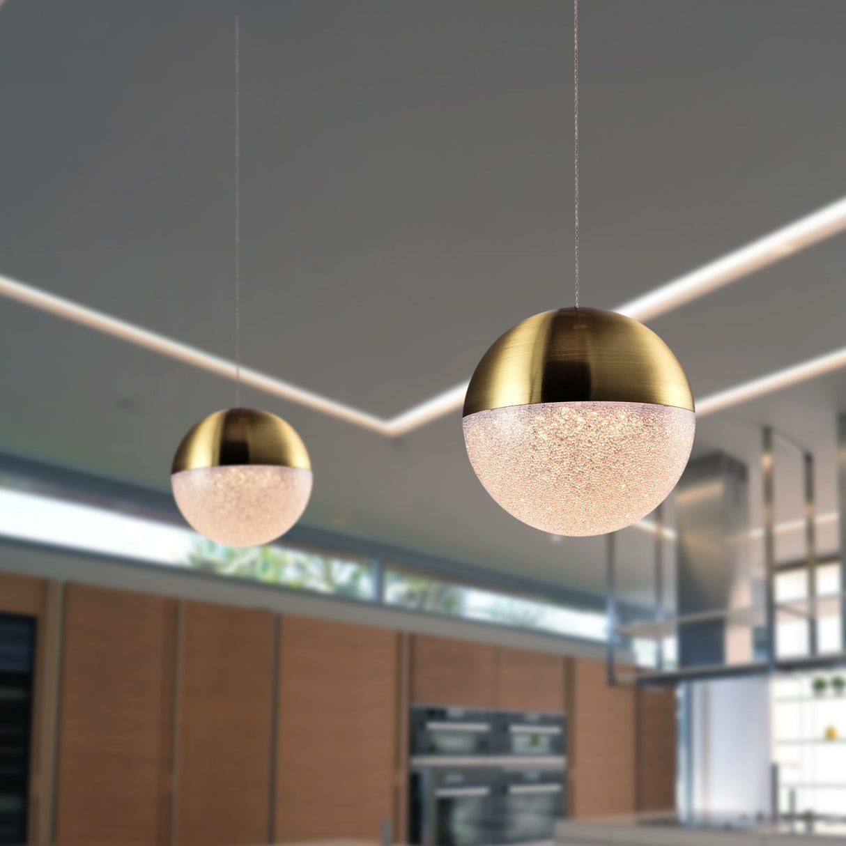 VONN Artisan Ravello VAP2281BRS 5" Integrated LED ETL Certified Height Adjustable Pendant w/ Globe Shade, Brass