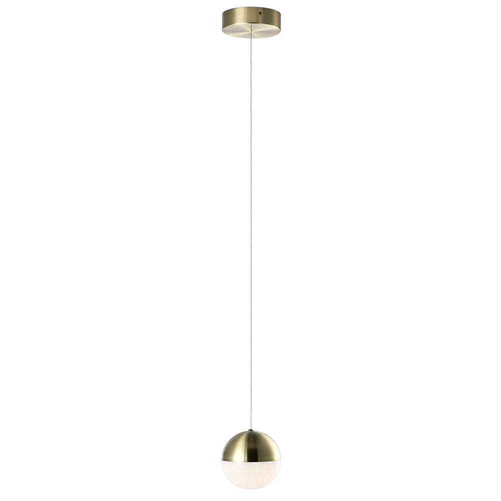 VONN Artisan Ravello VAP2281BRS 5" Integrated LED ETL Certified Height Adjustable Pendant w/ Globe Shade, Brass