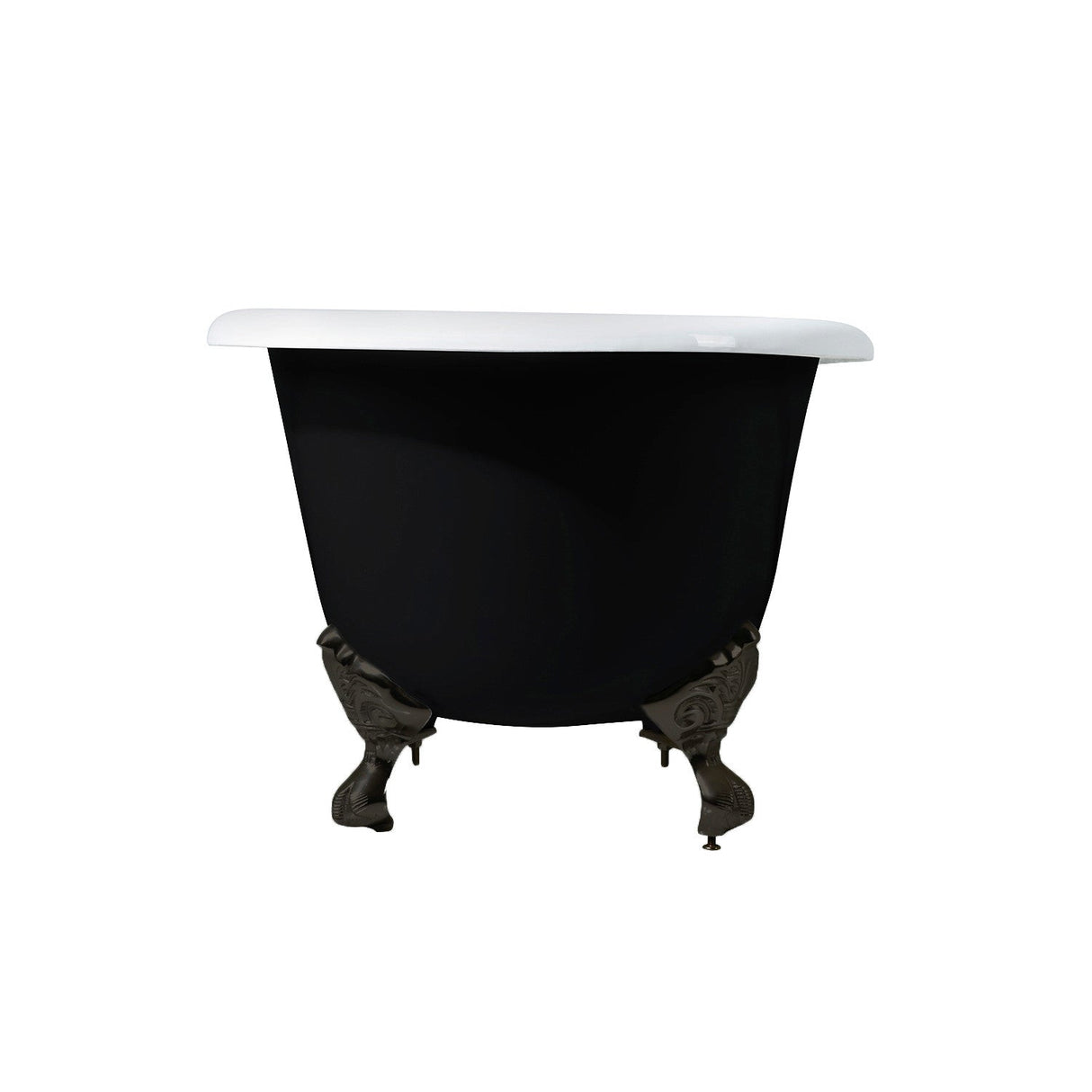 Aqua Eden VBT7D663013NB5 66-Inch Cast Iron Double Ended Clawfoot Tub with 7-Inch Faucet Drillings, Black/White/Oil Rubbed Bronze