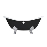 Aqua Eden VBTND7231NC8 72-Inch Cast Iron Double Slipper Clawfoot Tub (No Faucet Drillings), Black/White/Brushed Nickel