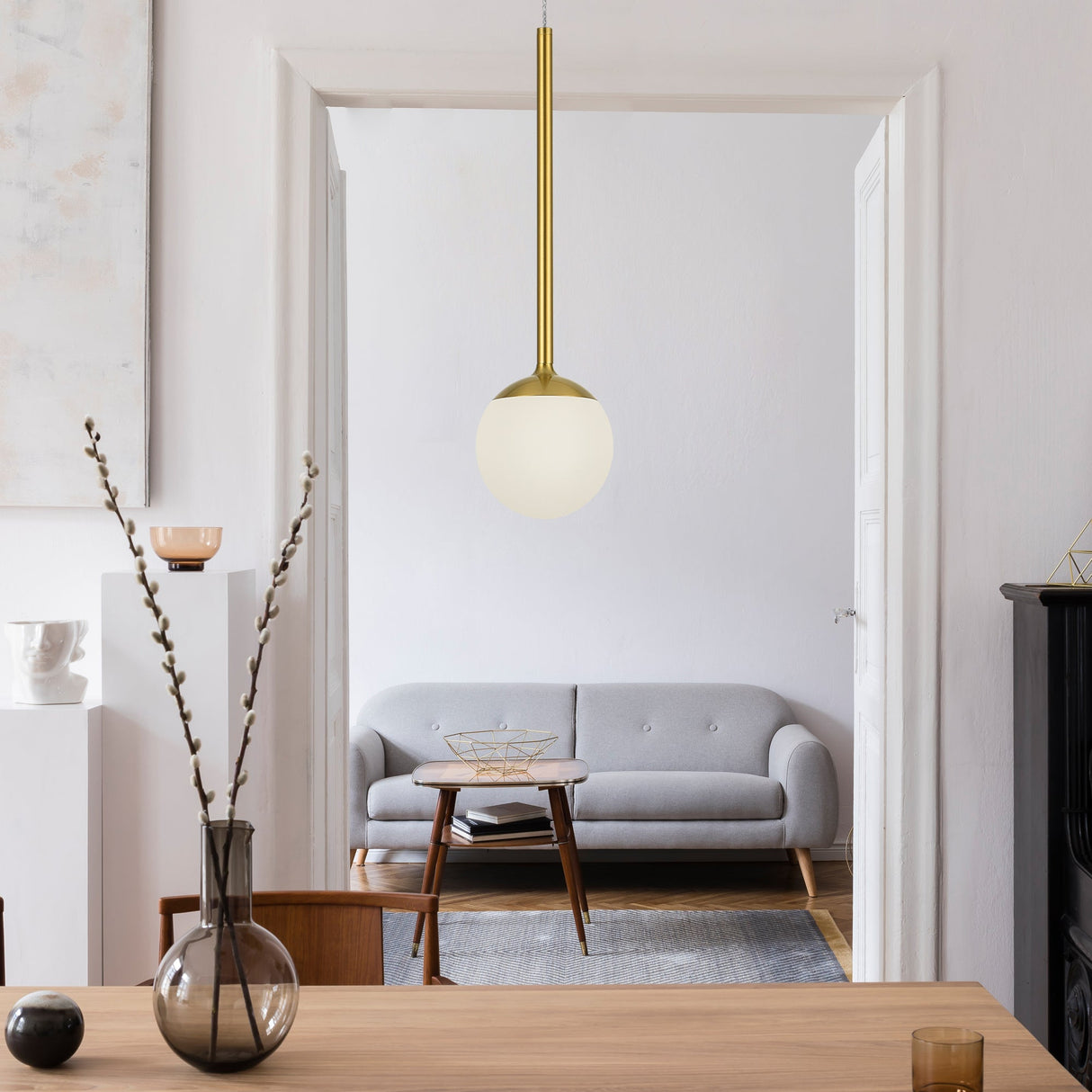 VONN Capri VCP2101AB 5" 1-Light Integrated LED ETL Certified Height Adjustable Pendant, with Glass Shade, Black