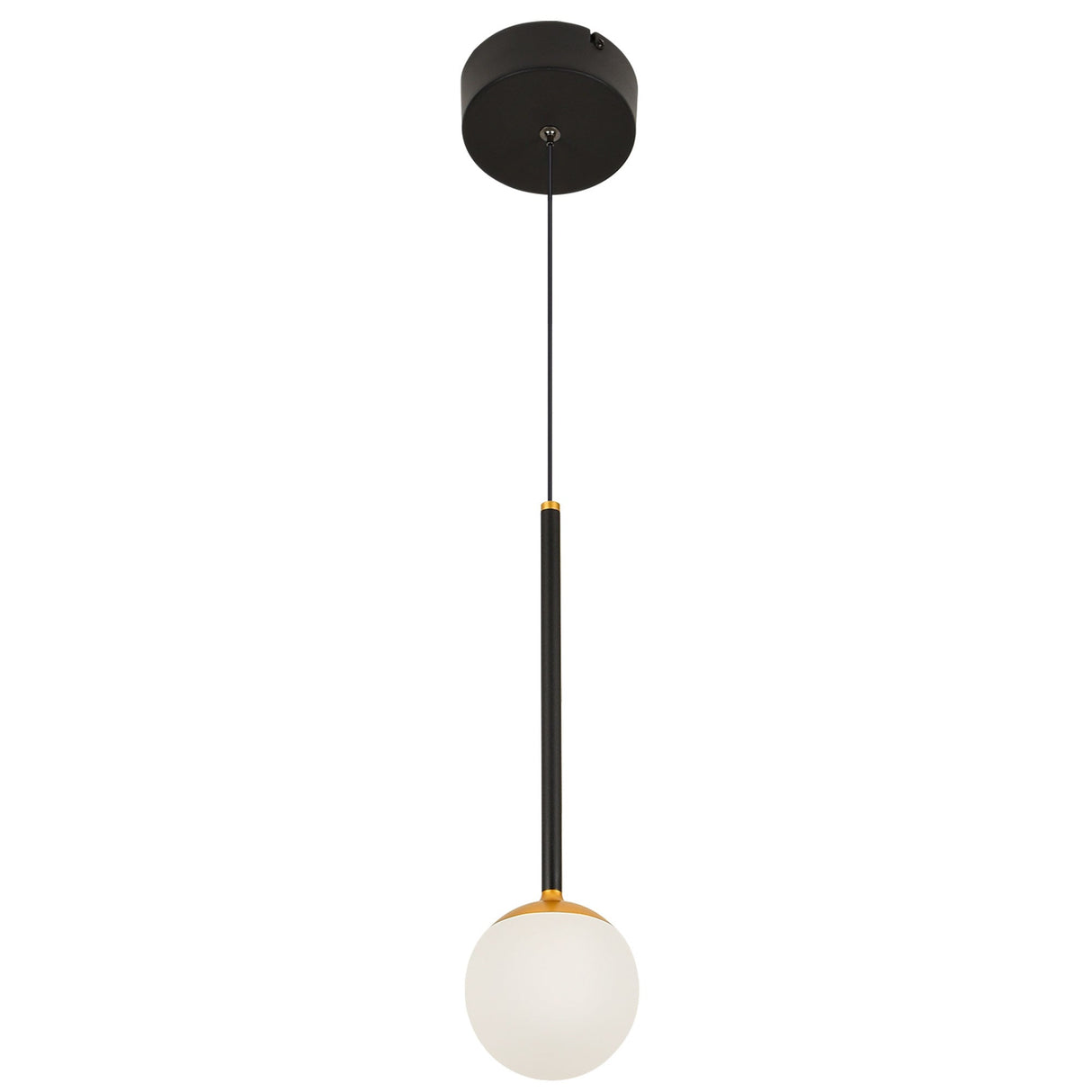 VONN Capri VCP2101BL 5" 1-Light Integrated LED ETL Certified Height Adjustable Pendant, with Glass Shade, Black