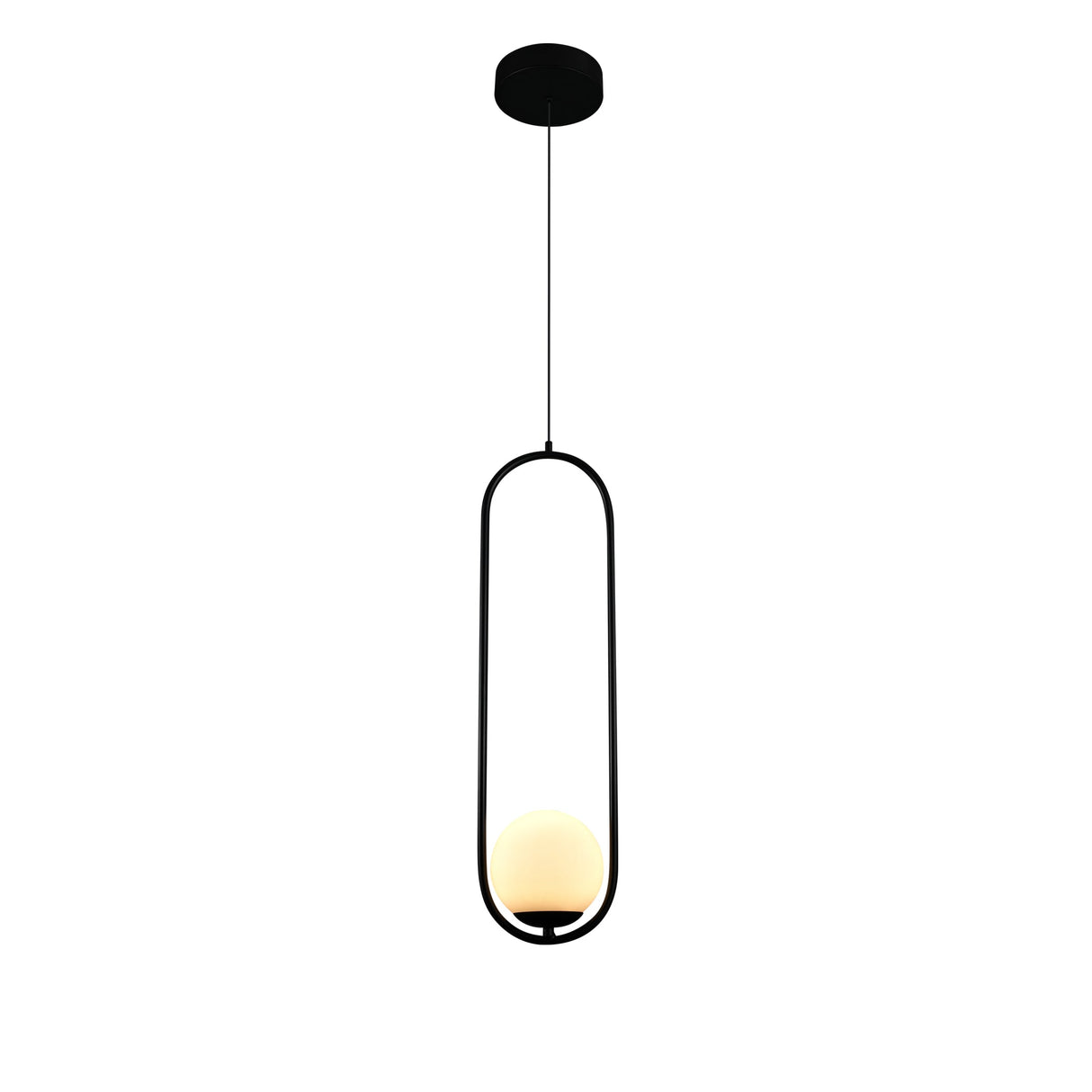 VONN Capri VCP2105BL 7" Integrated LED ETL Certified Height Adjustable Pendant with Glass Shade in Black