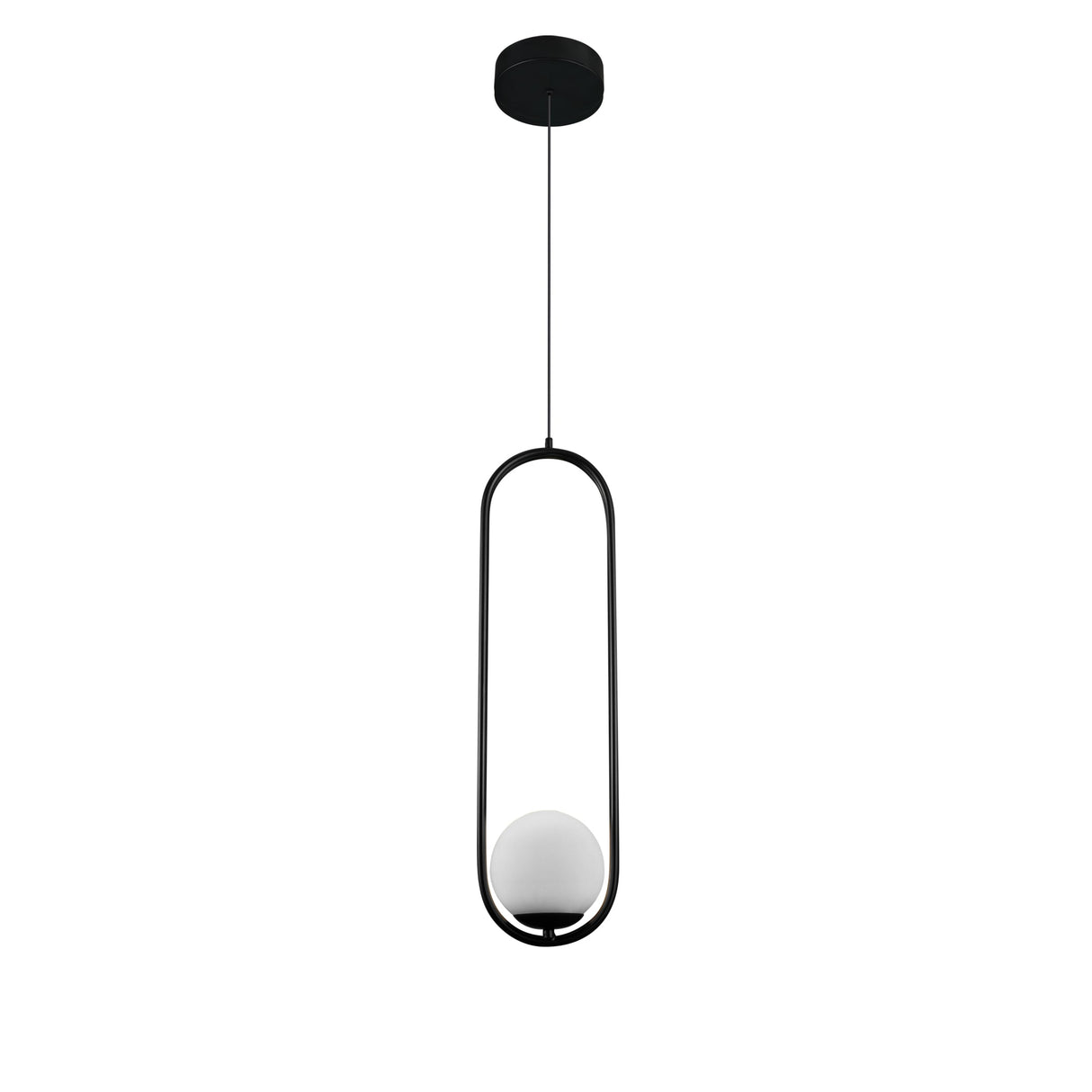 VONN Capri VCP2105BL 7" Integrated LED ETL Certified Height Adjustable Pendant with Glass Shade in Black